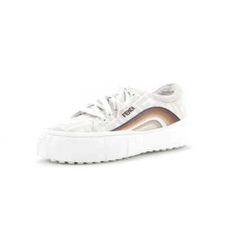 Fendi Women's Force Rainbow Low-Top Sneakers Zucca Jacquard with Leather