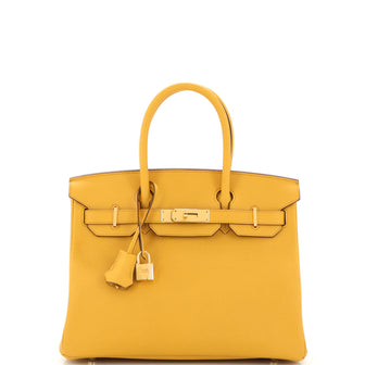 Hermes Birkin Handbag Yellow Epsom with Gold Hardware 30