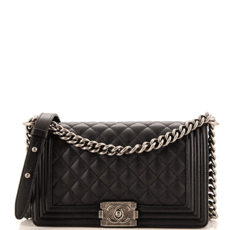 Chanel Boy Flap Bag Quilted Caviar Old Medium
