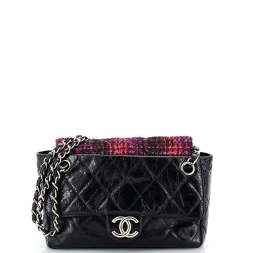 Chanel Portobello Chain Shoulder Bag Quilted Glazed Calfskin and Tweed Small