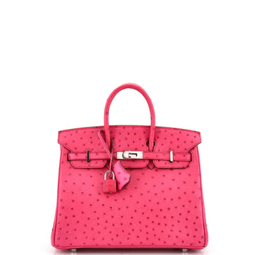 Hermes Birkin Handbag Pink Ostrich with Palladium Hardware 25