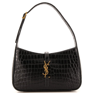 Saint Laurent Le 5 a 7 Hobo Crocodile Embossed Leather Small