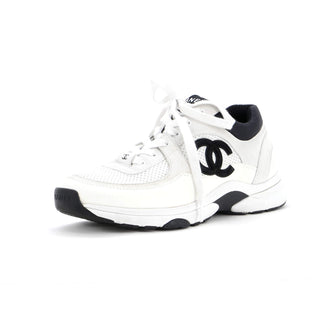 Chanel Women's CC Low-Top Sneakers Leather and Fabric with Suede
