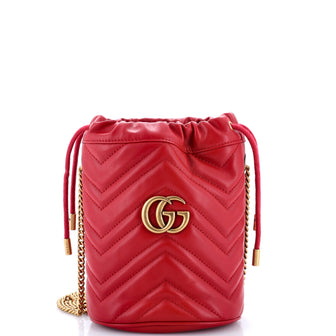 Gucci GG Marmont Bucket Bag Diagonal Quilted Leather Mini