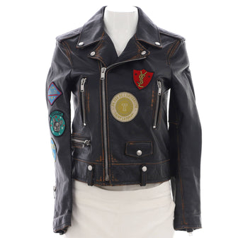 Saint Laurent Women's Classic Multi-Patch Biker Jacket Embellished Leather