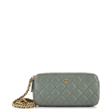 Chanel Double Zip Clutch with Chain Quilted Caviar