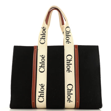 Chloe Woody Tote Recycled Felt with Leather and Canvas Large