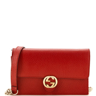 Gucci Interlocking Wallet on Chain Leather