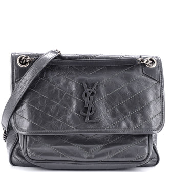 Saint Laurent Niki Chain Flap Bag Matelasse Chevron Leather Medium