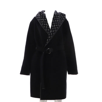 Louis Vuitton Women's Reversible Hooded Belted Wrap Coat Monogram Wool Blend