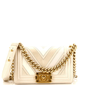 Chanel Boy Flap Bag Chevron Caviar and Calfskin Small
