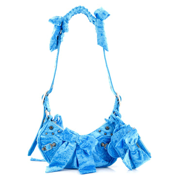 Balenciaga Le Cagole Giant Studs Shoulder Bag Crushed Velvet XS