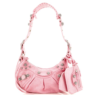 Balenciaga Le Cagole Giant Studs Shoulder Bag Denim with Crystals XS