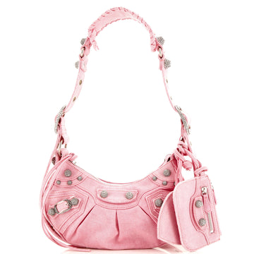 Balenciaga Le Cagole Giant Studs Shoulder Bag Denim with Crystals XS