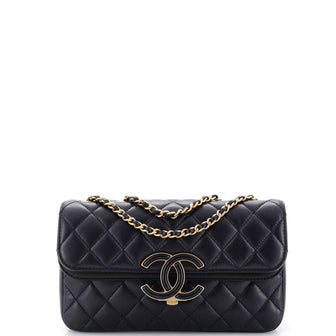 Chanel CC Chic Double Flap Bag Quilted Lambskin Small