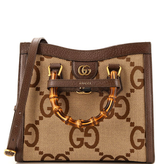 Gucci Diana NM Bamboo Handle Tote Jumbo GG Canvas Small