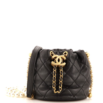 Chanel About Pearls Bucket Bag Quilted Calfskin Mini