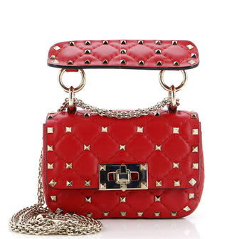 Valentino Garavani Rockstud Spike Flap Bag Quilted Leather Micro