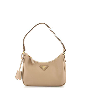 Prada Adjustable Handle Zip Hobo Saffiano Leather Mini