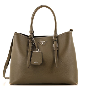 Prada Belted Strap Cuir Double Tote Saffiano Leather Medium