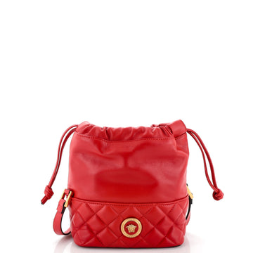 Versace Medusa Drawstring Bucket Bag Quilted Leather Small