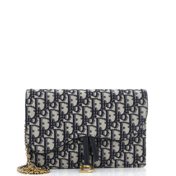 Christian Dior Saddle Chain Clutch Oblique Canvas