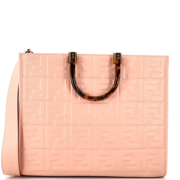 Fendi Sunshine Shopper Tote Zucca Embossed Leather Medium