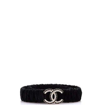 Chanel CC Elastic Belt Velvet and Crystal Embellished Metal