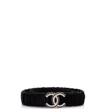 Chanel CC Elastic Belt Velvet and Crystal Embellished Metal