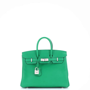 Hermes Birkin Handbag Green Swift with Palladium Hardware 25