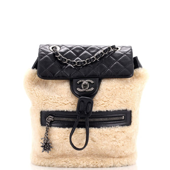 Chanel Mountain Backpack Shearling with Quilted Calfskin Small