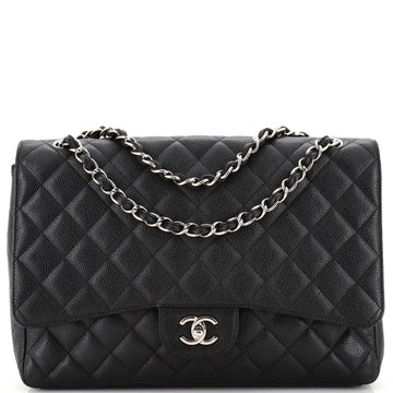 Chanel Vintage Classic Single Flap Bag Quilted Caviar Maxi