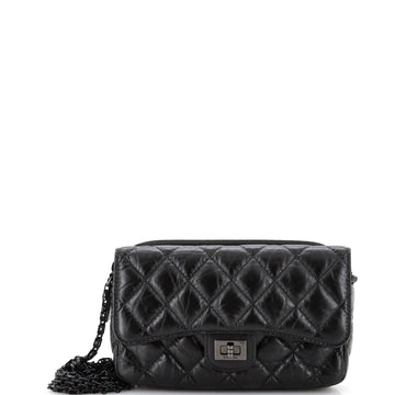 Chanel So Black Reissue 2.55 Flap Phone Holder with Chain Quilted Aged Calfskin