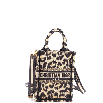 Christian Dior Book Tote Phone Bag Embroidered Canvas Mini