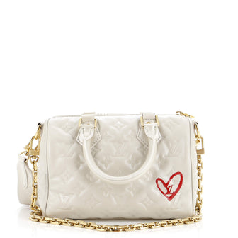 Louis Vuitton Speedy Bandouliere Bag Limited Edition Fall in Love Monogram Embossed Lambskin 22