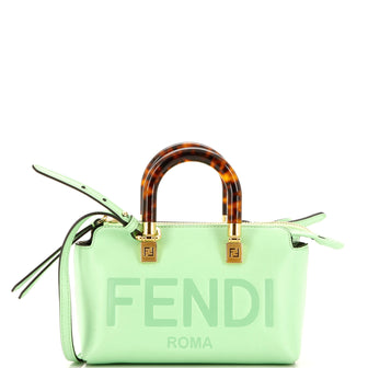 Fendi Logo By The Way Top Handle Bag Embossed Leather Mini