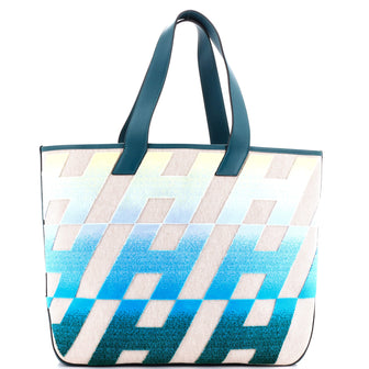 Hermes Cabas H en Biais Tote Tufted Motif Canvas with Leather 40