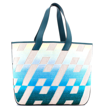 Hermes Cabas H en Biais Tote Tufted Motif Canvas with Leather 40