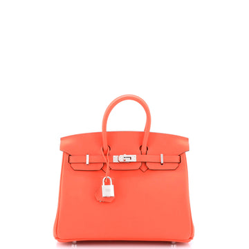 Hermes Birkin Handbag Orange Swift with Palladium Hardware 25