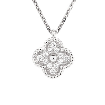 Van Cleef & Arpels Sweet Alhambra Pendant Necklace 18K White Gold with Diamonds
