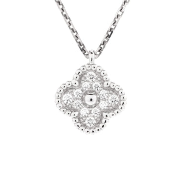 Van Cleef & Arpels Sweet Alhambra Pendant Necklace 18K White Gold with Diamonds