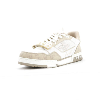 Louis Vuitton Men's LV Trainer Velcro Sneakers Monogram Denim and Leather with Mesh