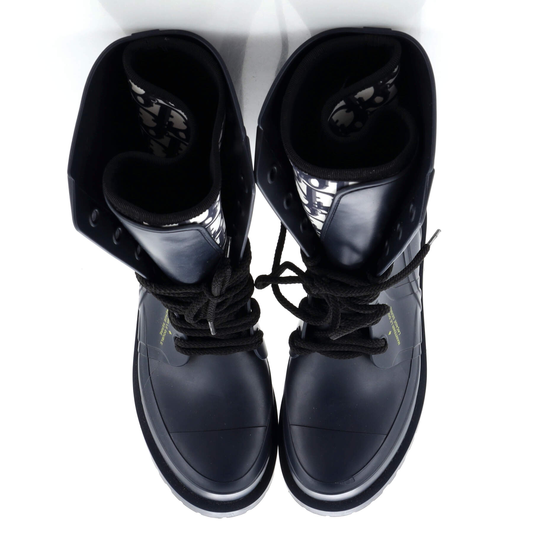 Christian Dior Women's Diorcamp Combat Rain Boots Rubber Blue 2883141