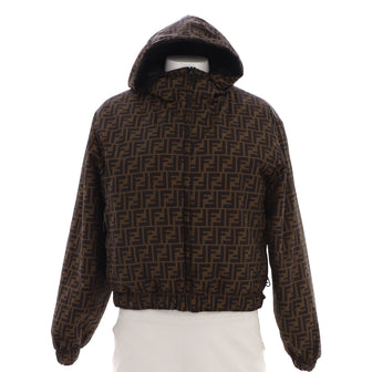 Fendi Women's Reversible Logo Tape Windbreaker Jacket Zucca Polyester