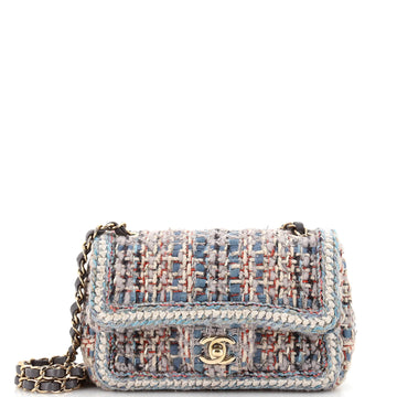Chanel Classic Single Flap Bag Braided Quilted Tweed Mini