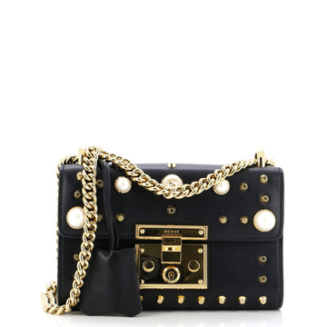 Gucci Pearly Padlock Shoulder Bag Studded Leather Small