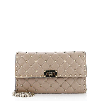 Valentino Garavani Rockstud Spike Wallet on Chain Quilted Leather Small