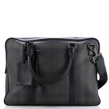Burberry Newburg Briefcase Smoked Check Coated Canvas Medium
