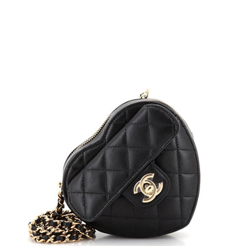 Chanel CC in Love Heart Clutch with Chain Quilted Lambskin