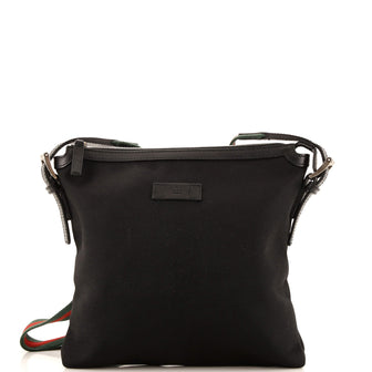 Gucci Web Strap Flat Messenger Bag Techno Canvas Medium